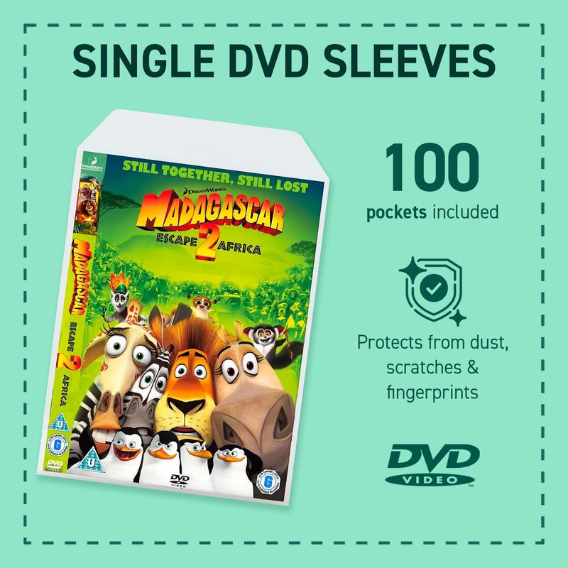 Tarifold DJOIS بواسطة Tarifold - أغطية DVD - تخزين وحماية DVD متين - بولي بروبيلين برتقالية قشرية بسماكة 120 ميكرون - 100 غلاف - مساحة للغلاف - لسان إغلاق - مضاد للتوهج - صنع في الدنمارك - Image 2